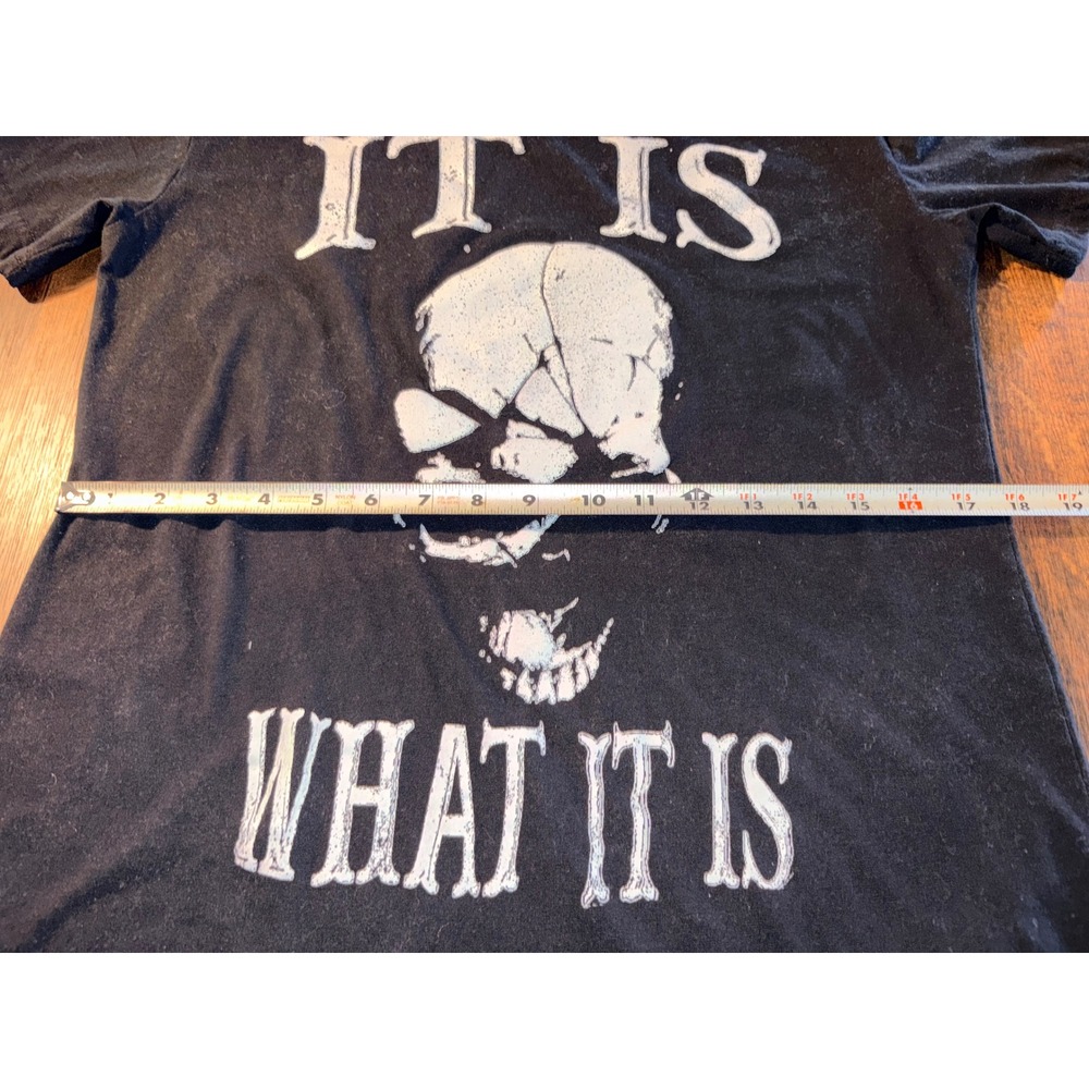 Chicyea Mens Black Skull Graphic T-Shirt It Is What It Is Goth Streetwear Medium - Picture 5 of 6